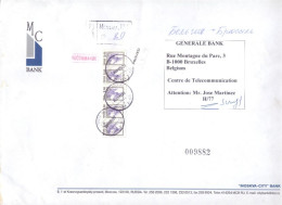 Bank Mail Russia Russie Large Envelope Registered Recommandée From Moscow To Bruxelles Belgium 1999 - Covers & Documents