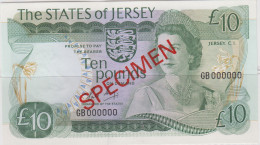 Jersey Banknote Ten Pound (Pick 13as)  SPECIMEN Overprint Code GB - Superb UNC Condition - Jersey