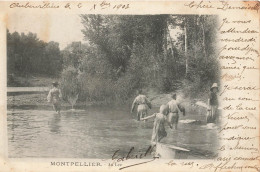 Montpellier * 1903 * Au Lez * Lavoir Laveuse Lavandière Blanchisseuse */ Enfants Bain Baigneurs * Pêche Pêcheur - Montpellier