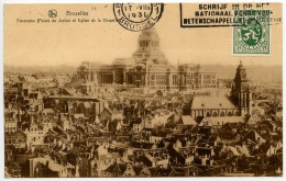 Belgium 1931 Postcard Bruxelles / Brussel, Panorama - Palais De Justice Et Eglise De La Chapelle; Scott 205 - Lion - Panoramische Zichten, Meerdere Zichten