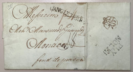 1755 ! PLYMOUTH> MONACO: EARLIEST RECORDED MAIL FROM GB  (D’ ANGLETERRE, France Bishop Mark Cover Lettre Great Britain - ...-1885 Préphilatélie