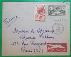 LETTRE PAR AVION MORNE A L'EAU GUADELOUPE POUR PARIS RUE VAUGIRARD COVER FRANCE - Posta Aerea