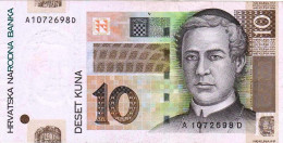 N. 1 Banconota  Da  10  KUNA  Croazia   -  ANNO  2001 -   Stock 104 - Croatie