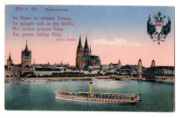 Allemagne--KOELN A Rh --1917--Rheinpanorama....colorisée.. ( Bateau , Blason) ...........cachet - Koeln