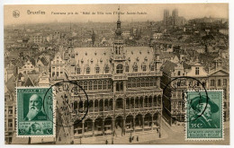 Belgium 1931 Postcard Bruxelles/Brussel, Panorama - Hotel De Ville & Eglise Sainte-Gudule; Scott 216-217 Rubens & Gramme - Panoramische Zichten, Meerdere Zichten