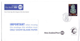 New Zealand Nouvelle Zélande Heitiki Matariki FDC 2009 On Circulated Letter To Belgium (reusable Envelope) - Cartas & Documentos