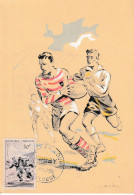 1956 " SERIE SPORTIVE : RUGBY " Sur Carte Maximum N° YT 1074 CM à Saisir. - Rugby