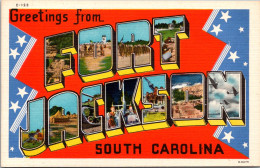 South Carolina Greetings From Fort Jackson Large Letter Linen - Autres & Non Classés