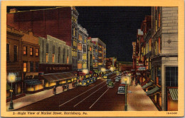 Pennsylvania Harrisburg Night View Of Market Street Curteich - Harrisburg