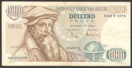 Belgia Belgium Belgique 1000 1,000 Francs Frank 1973 VF S/N 1221 F 4378 - 1000 Francos