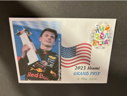 (4 Q 42) Formula One - 2023 Miami Grand Prix - Winner Max Verstappen (6 May 2023) With OZ Stamp - Altri & Non Classificati