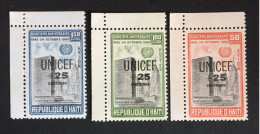 1961 - Haiti - UNICEF ( UN )  ( Overprinted ) - Headquarter In New York - 3 Stamps - New - Haïti