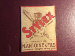 Ancien Carton Publicitaire STYLEX  Antoine Et Fils . Encre Stylo Encrier - Schrijfgerief