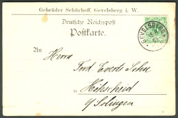 GEVELSBERG 1893 " Fa Gebrüder Schürhoff " Geschäftspostkarte Vertreter Heimatbeleg - Gevelsberg