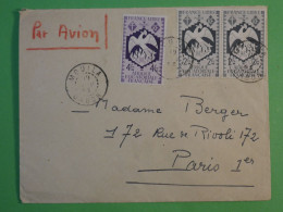 BS6 AEF GABON   BELLE LETTRE RR 1945  AIR MAIL PETIT BUREAU MOUILA  A PARIS FRANCE  + ++ AFF. PLAISANT+++ - Storia Postale