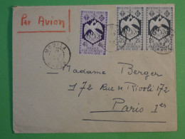 BS6 AEF GABON   BELLE LETTRE RR 1945  AIR MAIL PETIT BUREAU MOUILA  A PARIS FRANCE  + ++ AFF. PLAISANT+++ - Briefe U. Dokumente
