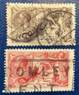 GB 1912-22 KGV YT Nr 153-154 2/6s+5s Seahorses Used BROMLEY KENT  (Grande Bretagne Oblitéré, Great Britain - Usati