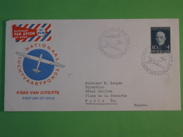 BS6 PAYS BAS   BELLE LETTRE FDC  1954  AIR MAIL    A  PARIS FRANCE  +KLM +COLL. HOTEL CRILLON ++ AFF. PLAISANT+++ - FDC