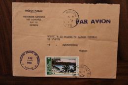1977 Comores Trésorerie Générale Pour France Carcassonne Cover Air Mail Poste Aerienne Par Avion Timbre Mayotte - Comores (1975-...)