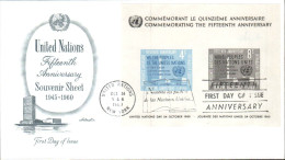 NATIONS UNIES FDC 1960 15 O N U - FDC