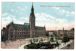 Allemagne--HAMBOURG--1913--Rathaus Und Kaiser Wilthelm Denkmal...colorisée...timbre....cachet  Altona - Andere & Zonder Classificatie