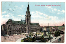 Allemagne--HAMBOURG--1913--Rathaus Und Kaiser Wilthelm Denkmal...colorisée...timbre....cachet  Altona - Altri & Non Classificati