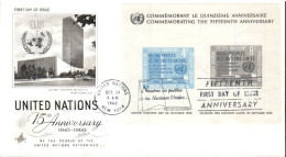 NATIONS UNIES FDC 1960 15 ANS O N U - FDC