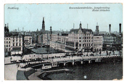 Allemagne--HAMBOURG--1908-- Reesendammbruecke Jungfernstieg Alster-Arkaden...colorisée...timbre....cachet - Autres & Non Classés