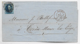 BELGIQUE BELGIUM 20C SOLO LETTRE COVER GAND 1857 TO LIEGE +ETABLISSEMENT DU GAZ - 1851-1857 Médaillons (6/8)