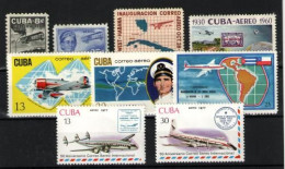 Cuba (aéreos) Nº 60/61,172,216,251/53,265/66. Años 1952/77 - Nuevos