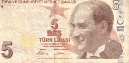 (TURKEY) 2009, 5 TURKISH LIRA - Circulated Banknote - Turquie