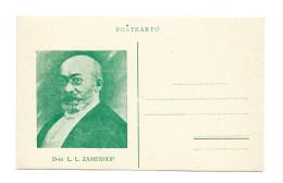 ESPERANTO UNUSED PC POSTCARD - L ZAMENHOF - Esperanto