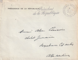 FRANVE Lettre PRESIDENCE DE LA REPUBLIQUE 1954 Flamme - Covers & Documents