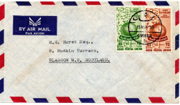 66012 - Jordanien - 1955 - 15F & 25F Arabische Postunion MiF A LpBf AMMAN -> Grossbritannien - Jordan