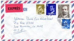 66022 - Spanien - 1989 - 100Ptas Juan Carlos MiF A EilBf VALENCIA -> SAN FRANCISCO, CA (USA) - Storia Postale