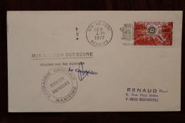 1977 La Réunion FRANCE T.A.A.F Marion DUFRESNE Enveloppe Lettre Cover Signé Commandant TAAF - Covers & Documents