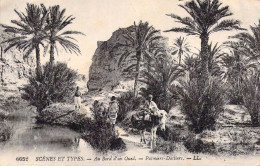 ALGERIE - Scènes Et Types - Au Bord D'un Oued - Palmiers Dattiers - Carte Postale Ancienne - Scènes & Types