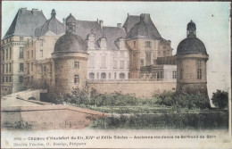 Cpa Colorisée Toilée écrite En 1909, 24 Dordogne, Château D Hautefort Ancienne  Résidence De Bertrand De Born, éd Domège - Hautefort