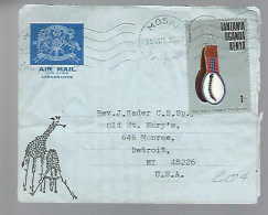 58108)  Tanzania Uganda Kenya Air Mail Moshi Postmark Cancel 1975 Part Of Letter Missing - Kenya, Oeganda & Tanzania