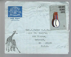 58108)  Tanzania Uganda Kenya Air Mail Moshi Postmark Cancel 1975 Part Of Letter Missing - Kenya, Uganda & Tanzania