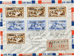 SAINT PIERRE ET MIQUELON FRANCE LIBRE LETTRE RECOMMANDEE PAR AVION DEPART ST PIERRE ET MIQUELON 9-7-1948 POUR LA FRANCE - Storia Postale