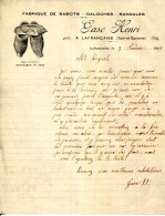FACTURE.82.LA FRANÇAISE.MANUFACTURE DE SABOTS.GALOCHES.SANDALES.GASC HENRI. - Textile & Vestimentaire