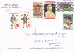 MILITARY UNIFORMS, HEMINGWAY, HOUSEHOLD, BASEBALL, FINE STAMPS ON COVER, 2021, USA - Brieven En Documenten