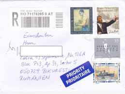 MAX SCHMELING- BOXER, PHILHARMONIC, CONDUCTOR, SHIP, FINE STAMPS ON REGISTERED COVER, 2021, AUSTRIA - Lettres & Documents