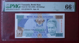 Banknotes Tanzania 100 Shilingi 1993  Julius Nyerere   PMG 66  P# 24 Benki Kuu Ya - Tanzania