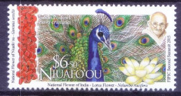 Niuafoou 2015 MNH, Gandhi, Indian Peacock, Birds, Lotus Flower - Peacocks