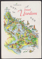 "Insel Usedom" Illustriete Landkarte Gezeichnet Von A. Hoppe Leipzig - Wolgast