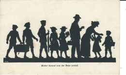 Silhouettekarte „Mutter Kommt Von Der Reise Zurück“, Gelaufen 1918 - Silhouettes