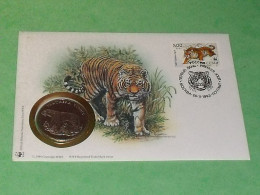 TC25 / Enveloppe WWF + Médaille OU Pièce World Wide Fund For Nature 30 Years , Thème Tigre , Félin  TTB - Used Stamps