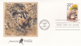 États-Unis FDC 1987 1744 Blaireau D'Amérique - 1981-1990